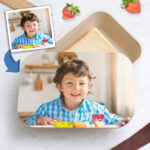 Miniatura di Portapranzo per Bambini con Coperchio in Legno con Foto Personalizzato