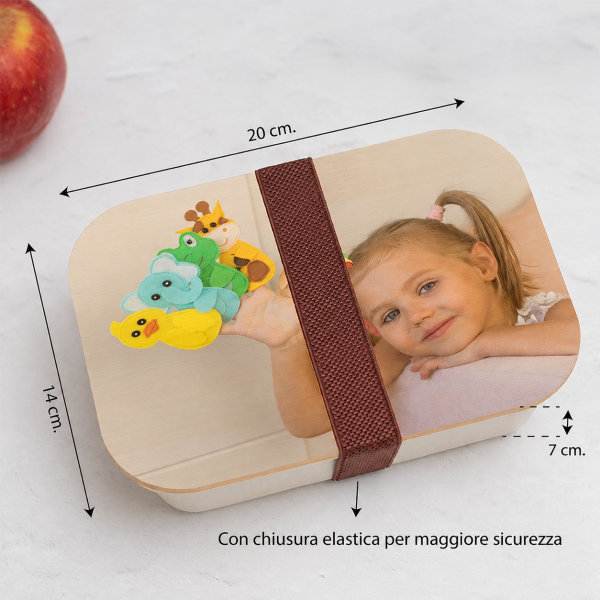 Portapranzo per Bambini con Coperchio in Legno con Foto Personalizzato
