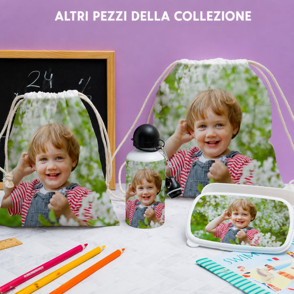 Portapranzo per Bambini con Coperchio in Legno con Foto Personalizzato
