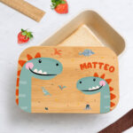 Portapranzo per Bambini con Coperchio in Legno Animali Colorati Personalizzato Miniatura di Portapranzo per Bambini con Coperchio in Legno Animali Colorati Personalizzato