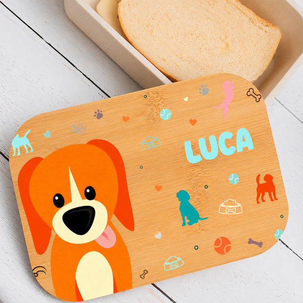 Portapranzo per Bambini con Coperchio in Legno Animali Colorati Personalizzato
