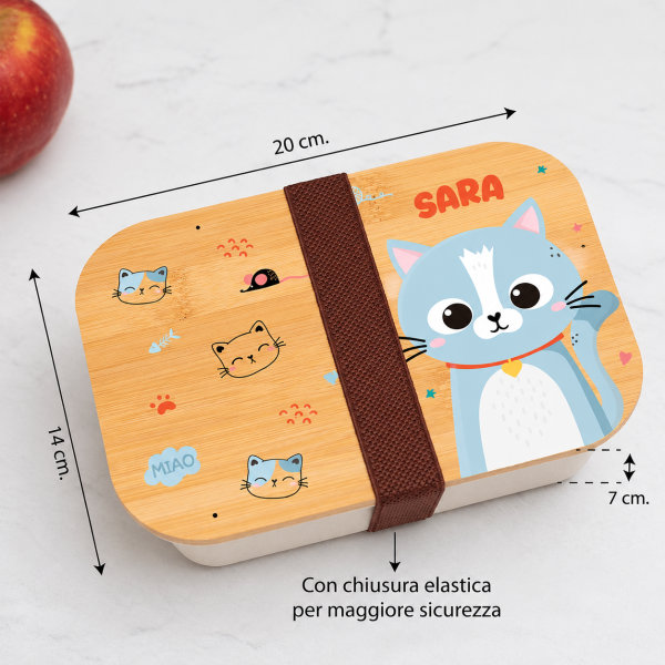 Portapranzo per Bambini con Coperchio in Legno Animali Colorati Personalizzato