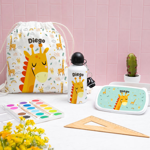 Portapranzo per Bambini con Coperchio in Legno Animali Colorati Personalizzato
