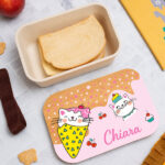 Miniatura di Portapranzo per Bambini con Coperchio in Legno Gattini Personalizzato