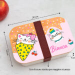 Miniatura di Portapranzo per Bambini con Coperchio in Legno Gattini Personalizzato