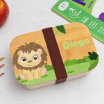 Miniatura di Portapranzo per Bambini con Coperchio in Legno Animali della Giungla Personalizzato