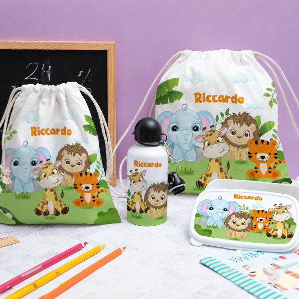 Portapranzo per Bambini con Animali della Giungla personalizzato