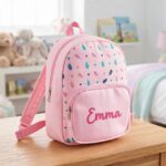 Miniatura di Zainetto per Bambini Rosa con Foglie e Nome personalizzato