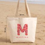 Miniatura di Tote Bag con Iniziale Floreale e Nome Personalizzato