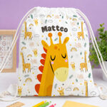 Miniatura di Zaino a Sacca per Bambini Animali Colorati Personalizzato