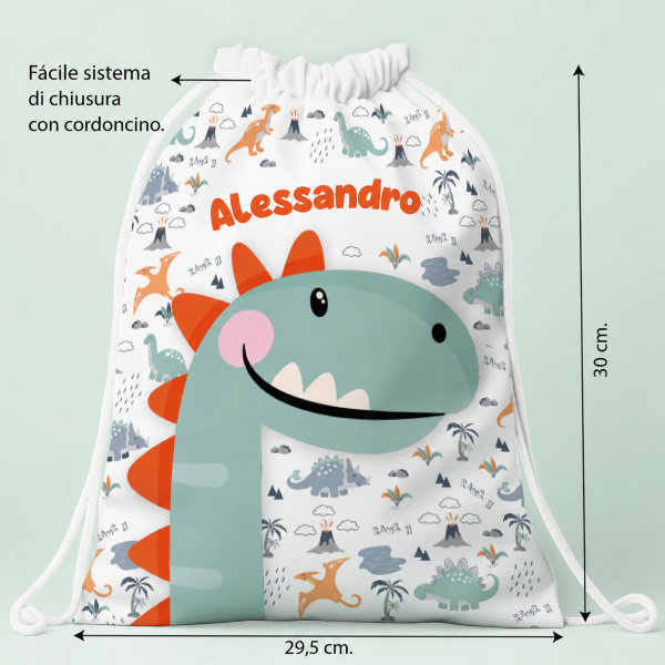 Zaino a Sacca per Bambini Animali Colorati Personalizzato