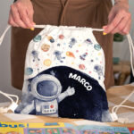 Miniatura di Zaino a Sacca per Bambini Astronauta nello Spazio Personalizzato