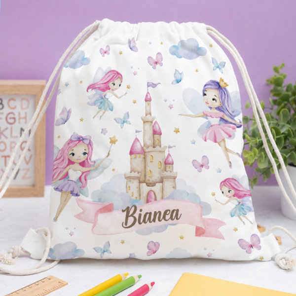 Zaino a Sacca per Bambini Fate Personalizzato