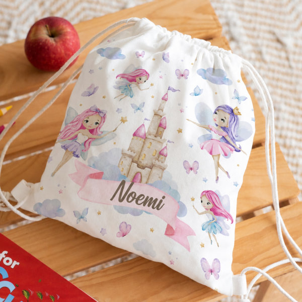 Zaino a Sacca per Bambini Fate Personalizzato