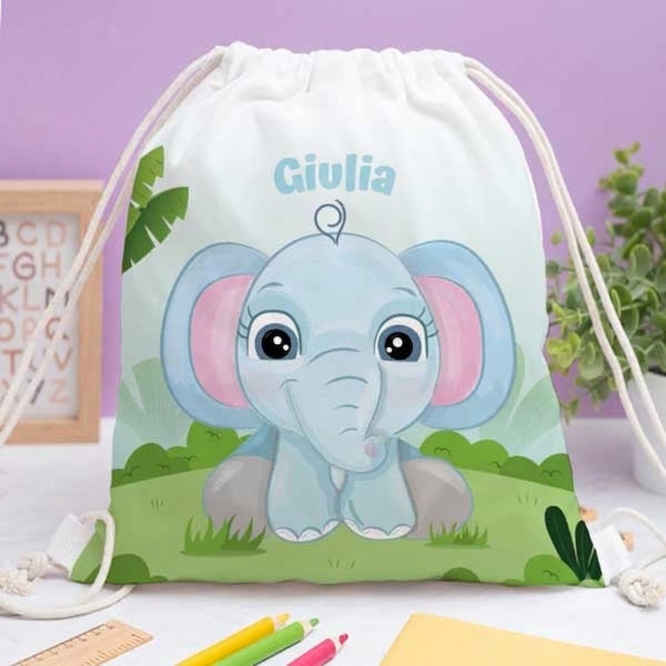 Zaino a Sacca per Bambini con Animali della Giungla personalizzato