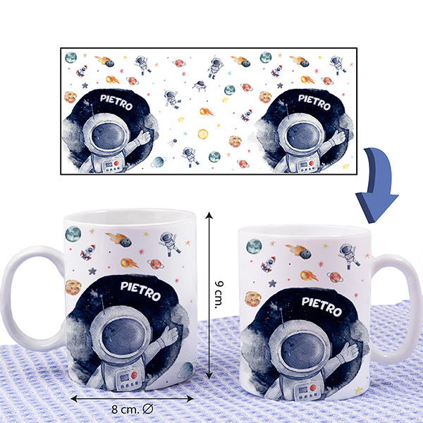 Tazza per Bambini Infrangibile con Astronauta e Nome personalizzata