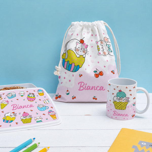 Tazza Infrangibile per Bambini Gattini con Nome Personalizzata