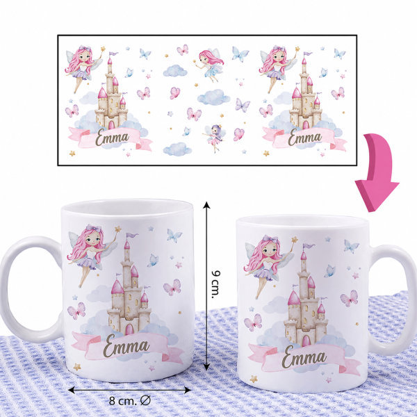 Tazza Infrangibile per Bambini Fate con Nome Personalizzata