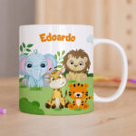 Tazza per Bambini Infrangibile con Animali della Giungla e Nome personalizzata Miniatura di Tazza per Bambini Infrangibile con Animali della Giungla e Nome personalizzata
