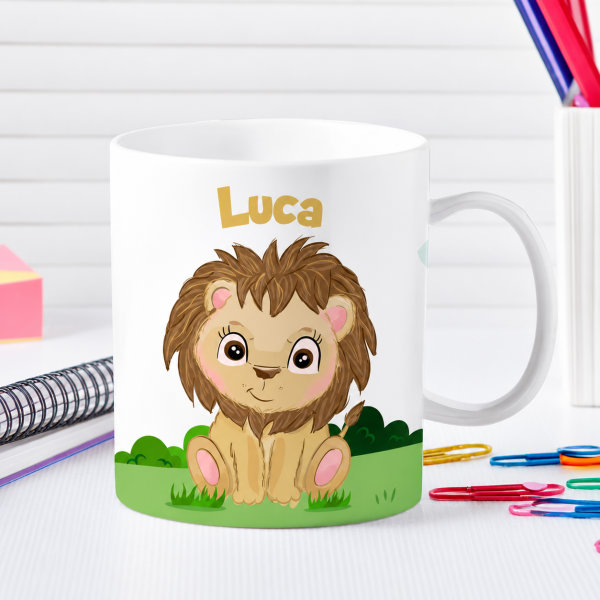 Tazza per Bambini Infrangibile con Animali della Giungla e Nome personalizzata