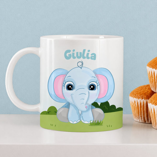 Tazza per Bambini Infrangibile con Animali della Giungla e Nome personalizzata