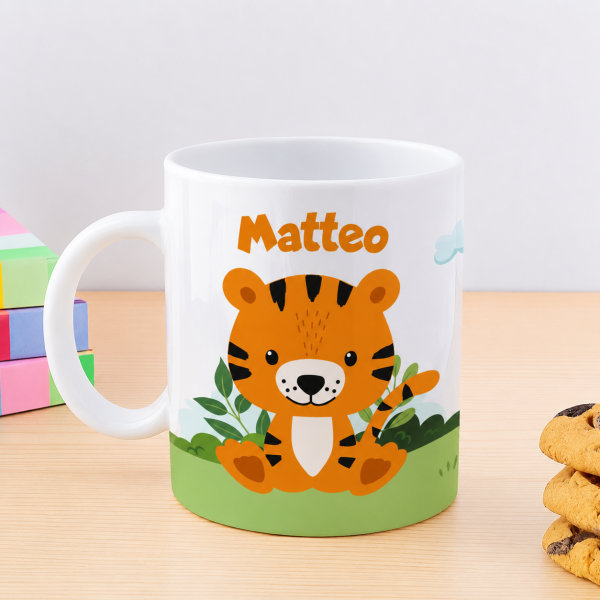 Tazza per Bambini Infrangibile con Animali della Giungla e Nome personalizzata