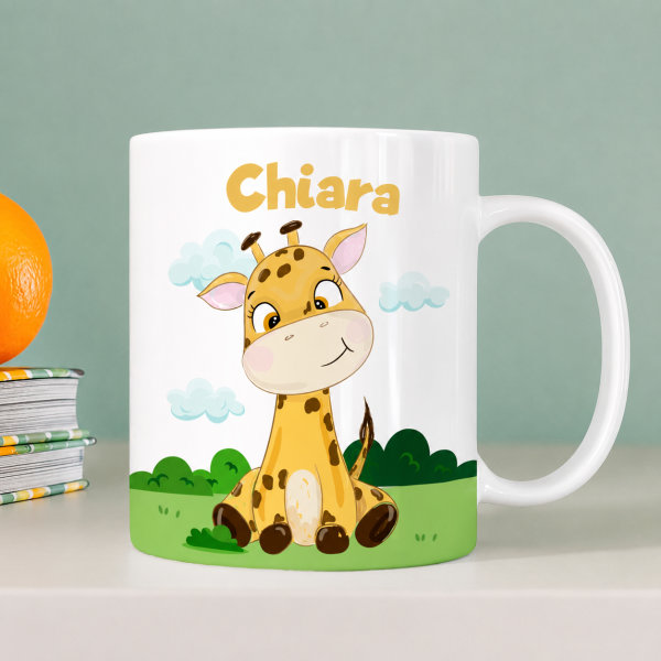 Tazza per Bambini Infrangibile con Animali della Giungla e Nome personalizzata