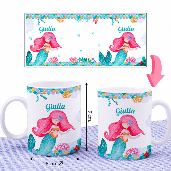 Tazza Infrangibile per Bambini Sirenetta con Nome Personalizzata