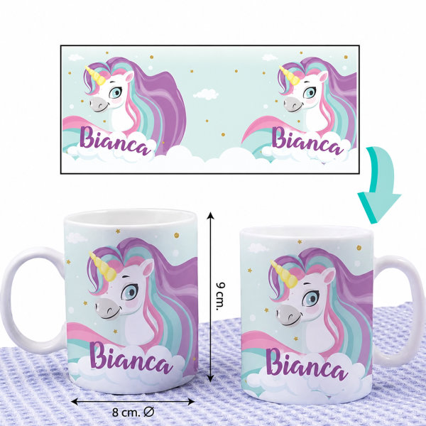 Tazza per Bambini Infrangibile con Unicorno e Nome personalizzata