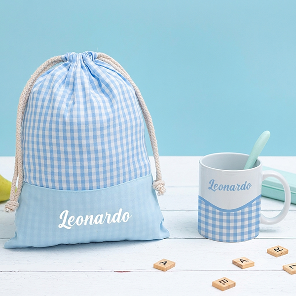 Tazza Infrangibile per Bambini Quadretti con Nome Personalizzata