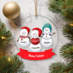 Miniatura di Set di Decorazioni per Albero di Natale Pupazzi di Neve con Nomi personalizzate