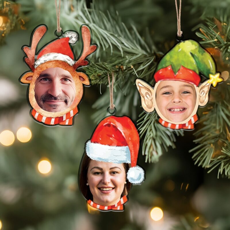 Set di Decorazioni per Albero di Natale con Facce e Foto personalizzate