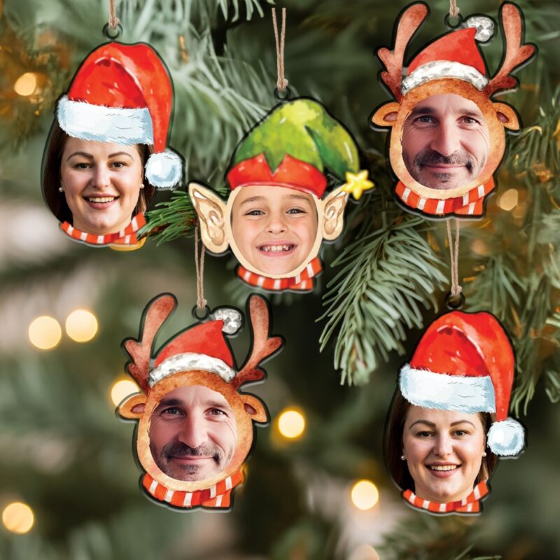 Set di Decorazioni per Albero di Natale con Facce e Foto personalizzate