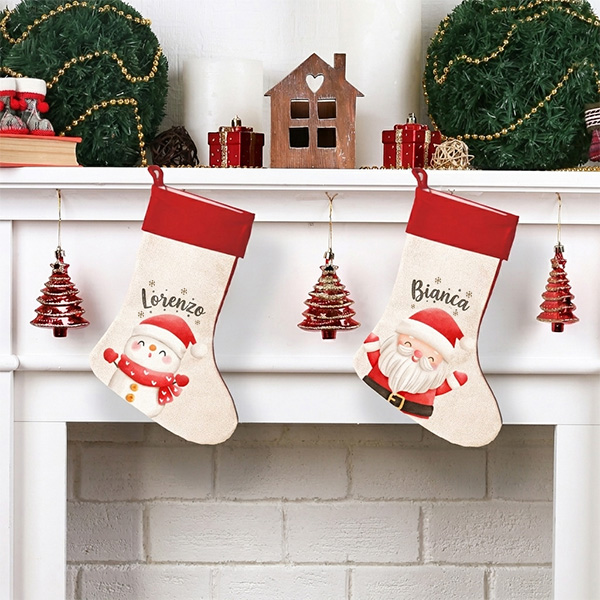 Calza di Natale Personaggi con Nome personalizzata
