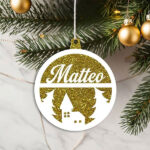 Miniatura di Set di Decorazioni per Albero di Natale Glitter con Nome personalizzato