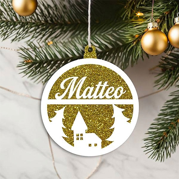 Set di Decorazioni per Albero di Natale Glitter con Nome personalizzato