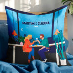 Miniatura de Almofada Ilustração de Casal com Nomes e Texto personalizado
