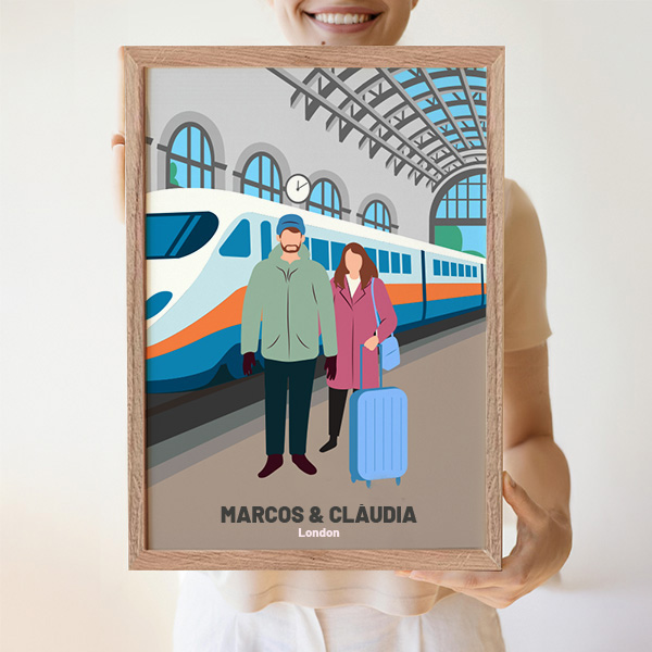 Poster Estação de Comboios com Nomes e Texto personalizado