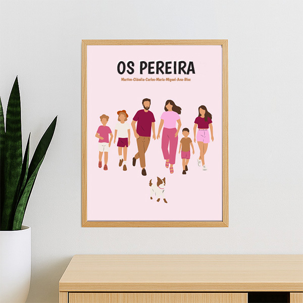 Poster Família de Frente com Nomes e Texto personalizado
