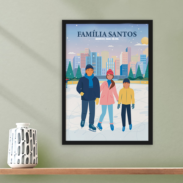 Póster Família de Patins com Nomes e Texto personalizado