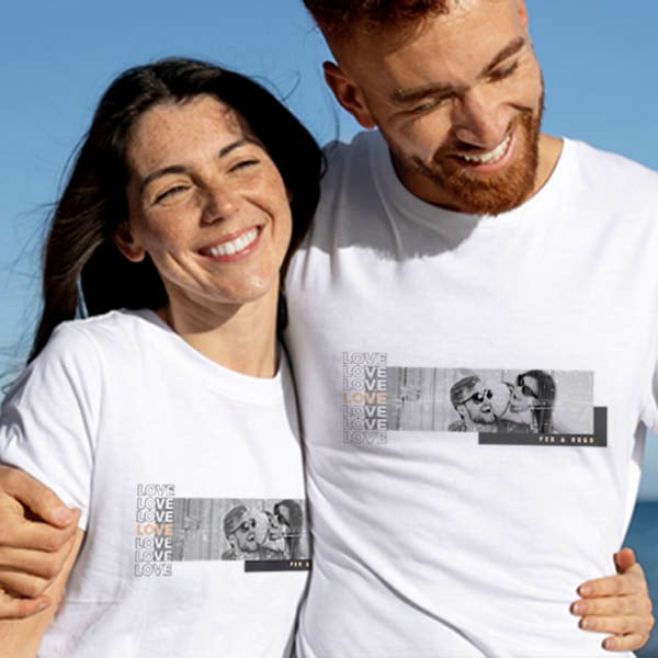T-shirt Love com Foto e Texto personalizada
