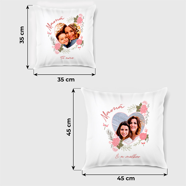 Almofada Coração Floral com Foto e Texto Personalizado