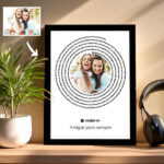Miniatura de Placa com Letras de Canção do Spotify em Espiral e a tua Foto personalizada