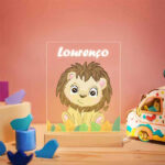 Miniatura de Candeeiro de Presença Infantil com Animais e Nome Personalizado