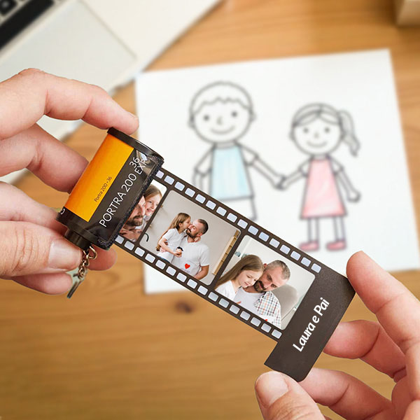 Porta-chaves carretel de fotos personalizado