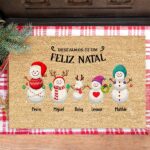 Capacho de Natal Boneco de Neve com Nomes personalizado Miniatura de Capacho de Natal Boneco de Neve com Nomes personalizado