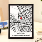 Miniatura de Placa Mapa do Amor com Localização e Textos Personalizada