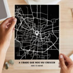Miniatura de Placa Mapa do Amor com Localização e Textos Personalizada