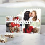 Miniatura de Puzzle de Blocos Mamã Collage com Quatro Fotos Personalizado