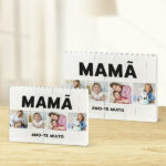 Miniatura de Puzzle de Blocos Mamã com Quatro Fotos e Texto Personalizado